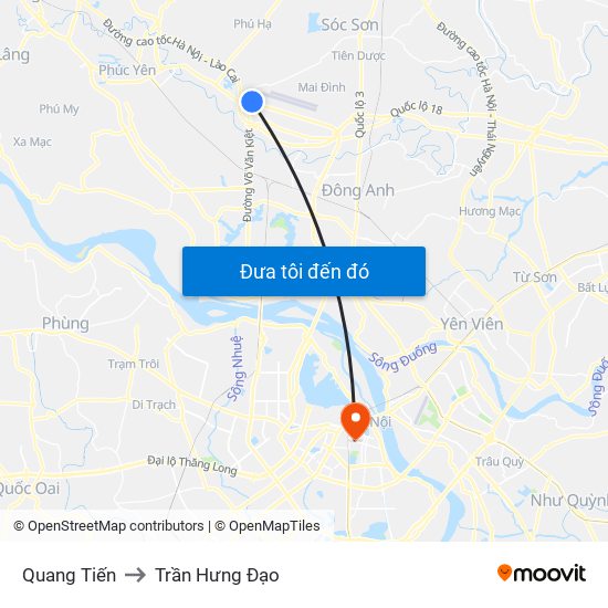 Quang Tiến to Trần Hưng Đạo map