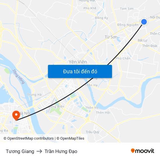 Tương Giang to Trần Hưng Đạo map