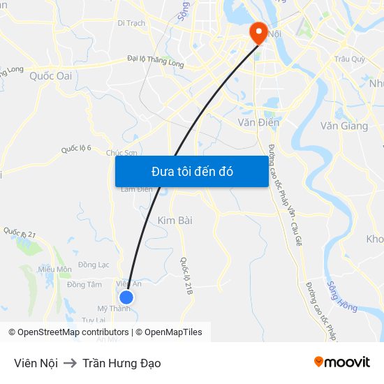 Viên Nội to Trần Hưng Đạo map