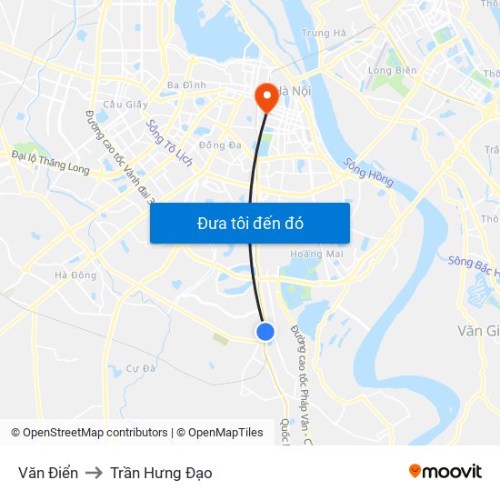 Văn Điển to Trần Hưng Đạo map