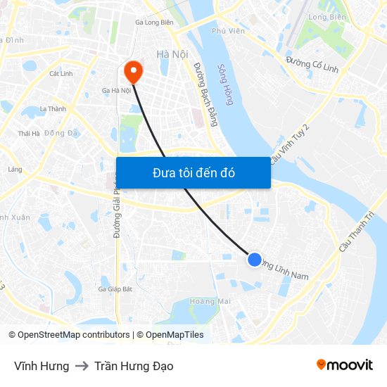 Vĩnh Hưng to Trần Hưng Đạo map