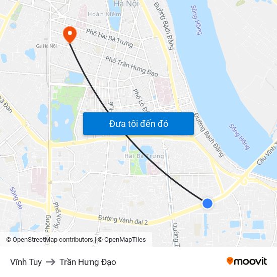Vĩnh Tuy to Trần Hưng Đạo map