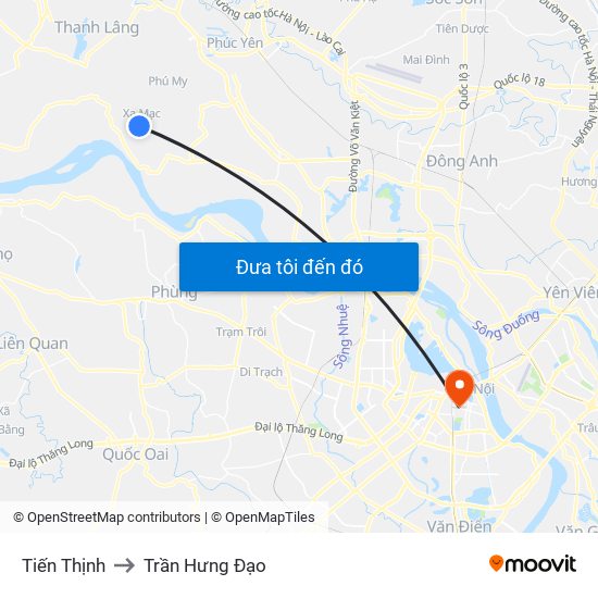 Tiến Thịnh to Trần Hưng Đạo map