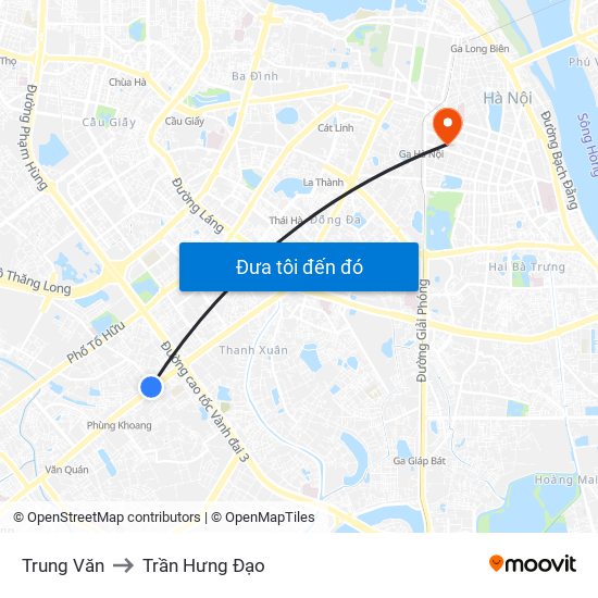 Trung Văn to Trần Hưng Đạo map