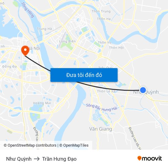 Như Quỳnh to Trần Hưng Đạo map