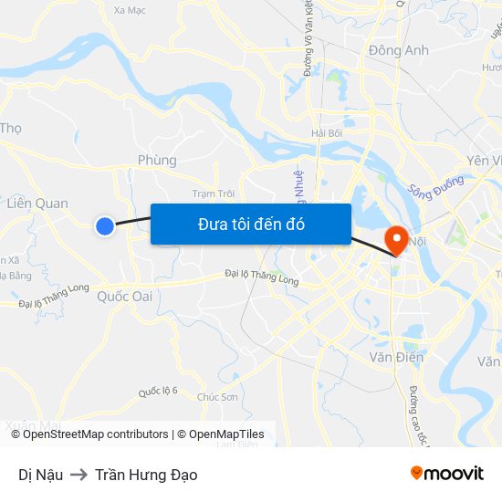 Dị Nậu to Trần Hưng Đạo map