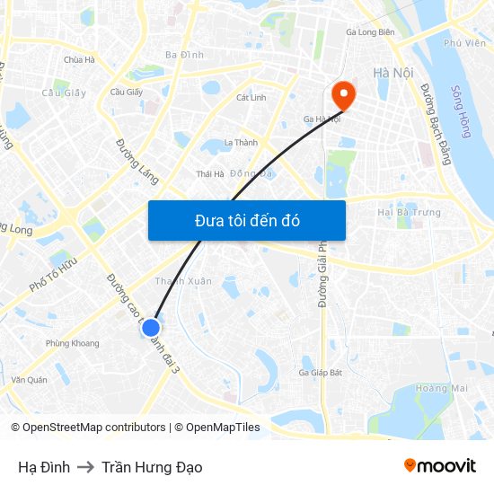 Hạ Đình to Trần Hưng Đạo map