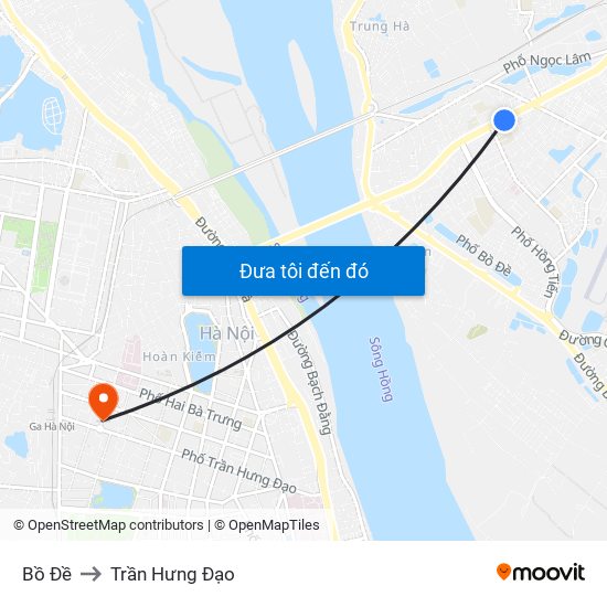 Bồ Đề to Trần Hưng Đạo map