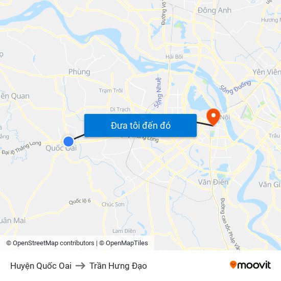 Huyện Quốc Oai to Trần Hưng Đạo map