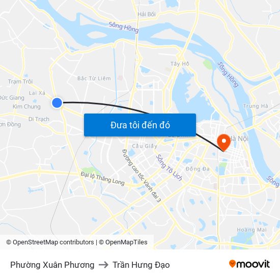 Phường Xuân Phương to Trần Hưng Đạo map