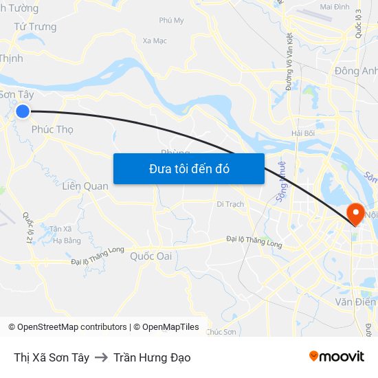 Thị Xã Sơn Tây to Trần Hưng Đạo map