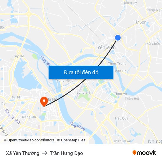 Xã Yên Thường to Trần Hưng Đạo map