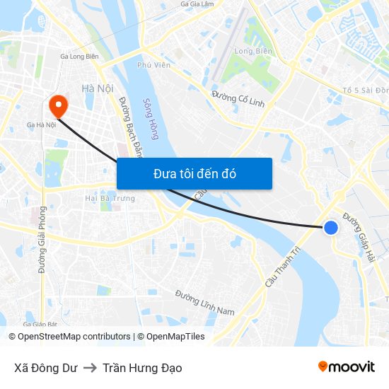 Xã Đông Dư to Trần Hưng Đạo map