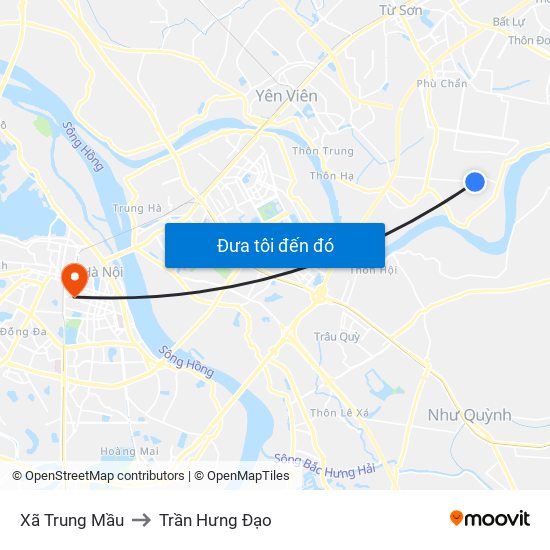 Xã Trung Mầu to Trần Hưng Đạo map