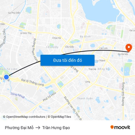 Phường Đại Mỗ to Trần Hưng Đạo map