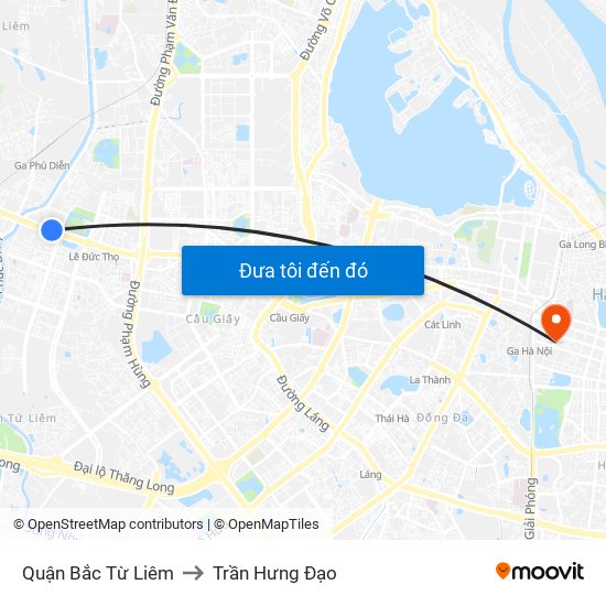 Quận Bắc Từ Liêm to Trần Hưng Đạo map