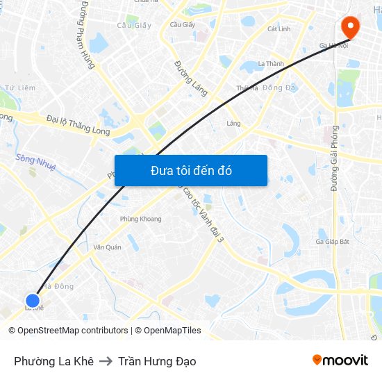 Phường La Khê to Trần Hưng Đạo map