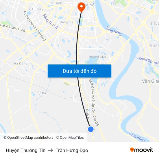 Huyện Thường Tín to Trần Hưng Đạo map
