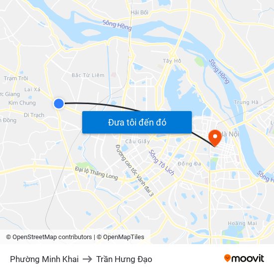 Phường Minh Khai to Trần Hưng Đạo map