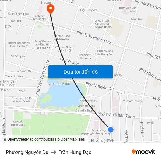 Phường Nguyễn Du to Trần Hưng Đạo map