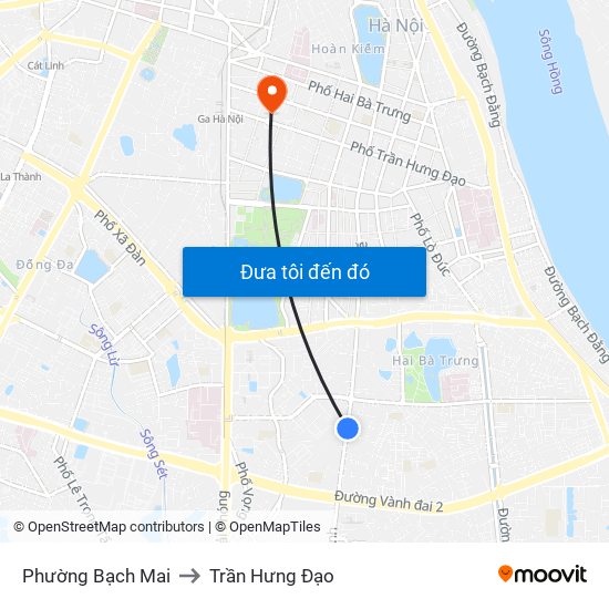 Phường Bạch Mai to Trần Hưng Đạo map