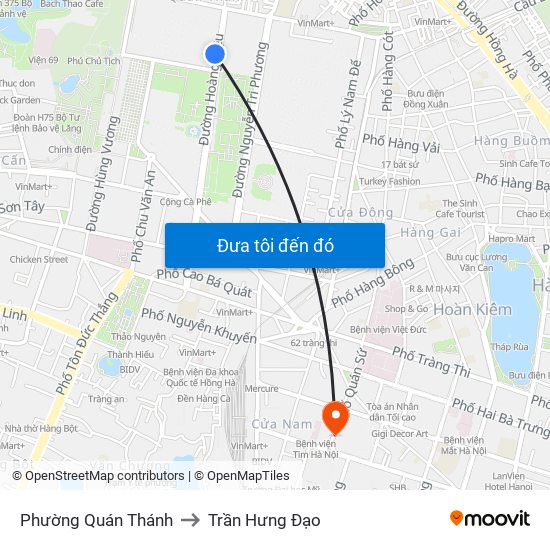 Phường Quán Thánh to Trần Hưng Đạo map