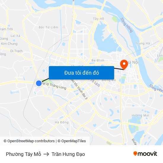Phường Tây Mỗ to Trần Hưng Đạo map