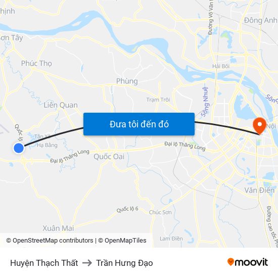 Huyện Thạch Thất to Trần Hưng Đạo map