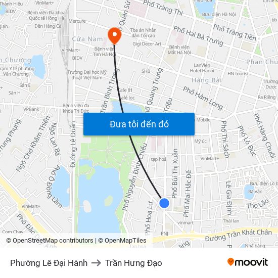 Phường Lê Đại Hành to Trần Hưng Đạo map