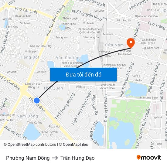 Phường Nam Đồng to Trần Hưng Đạo map