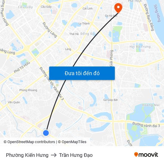 Phường Kiến Hưng to Trần Hưng Đạo map