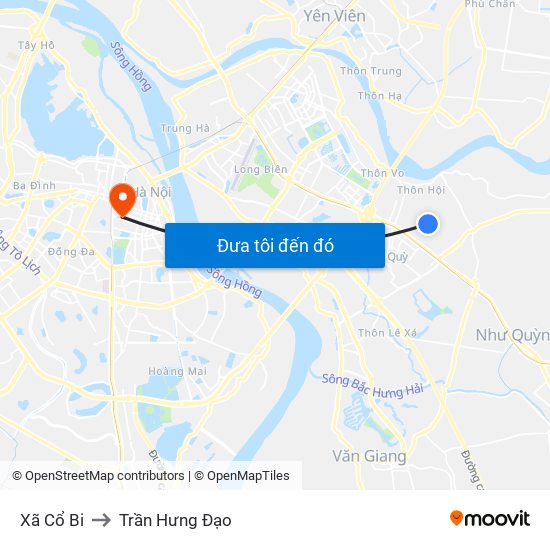 Xã Cổ Bi to Trần Hưng Đạo map