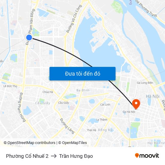 Phường Cổ Nhuế 2 to Trần Hưng Đạo map