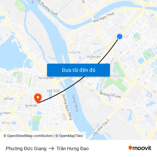 Phường Đức Giang to Trần Hưng Đạo map