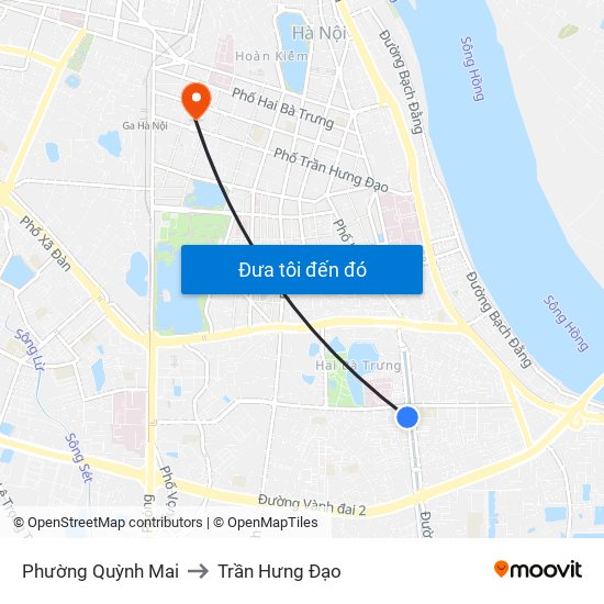 Phường Quỳnh Mai to Trần Hưng Đạo map