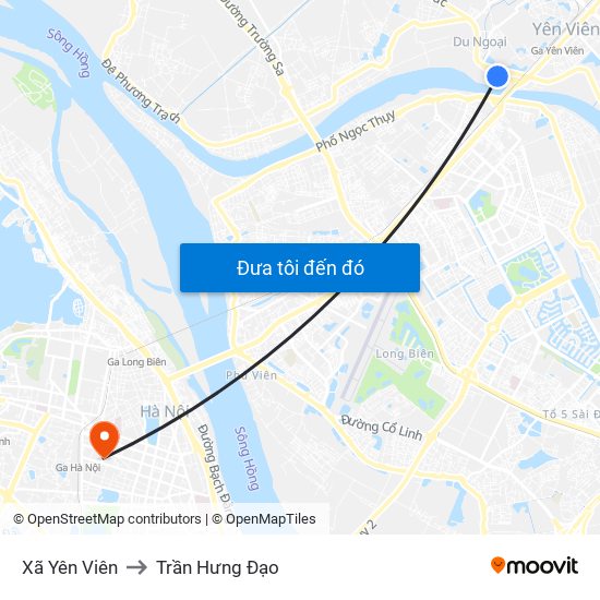 Xã Yên Viên to Trần Hưng Đạo map
