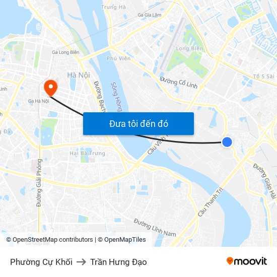 Phường Cự Khối to Trần Hưng Đạo map