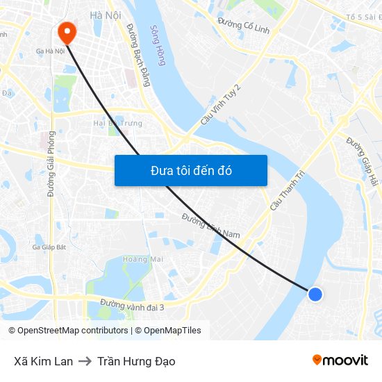 Xã Kim Lan to Trần Hưng Đạo map