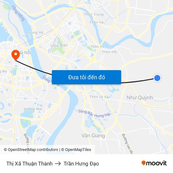 Thị Xã Thuận Thành to Trần Hưng Đạo map