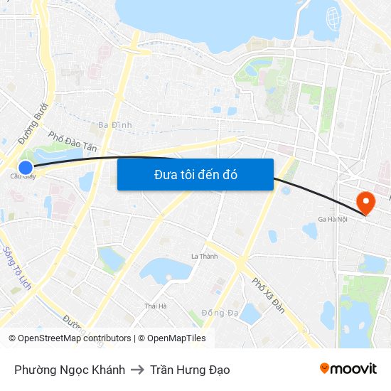 Phường Ngọc Khánh to Trần Hưng Đạo map