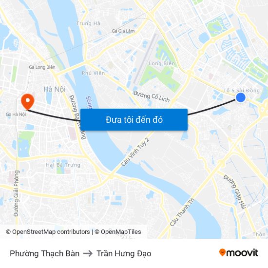 Phường Thạch Bàn to Trần Hưng Đạo map