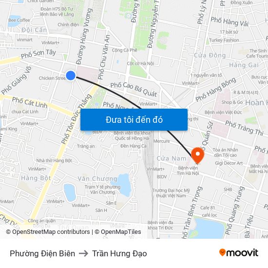 Phường Điện Biên to Trần Hưng Đạo map