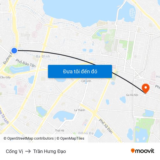 Cống Vị to Trần Hưng Đạo map