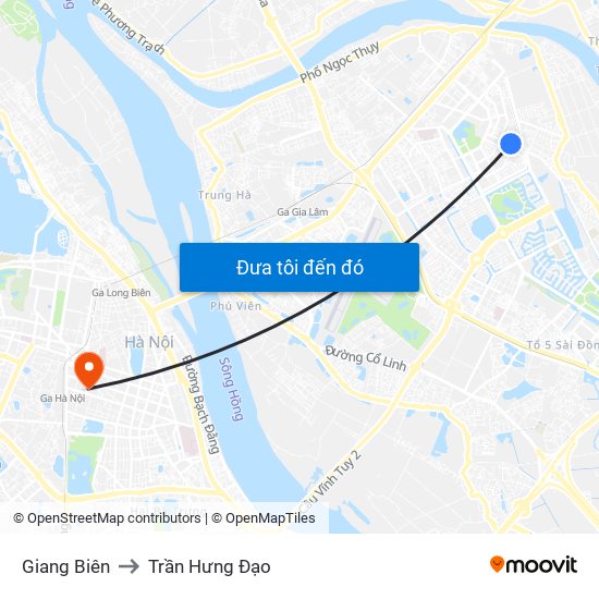 Giang Biên to Trần Hưng Đạo map