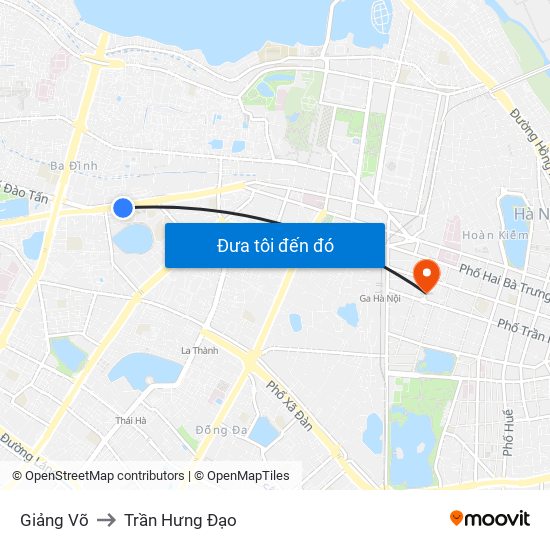 Giảng Võ to Trần Hưng Đạo map