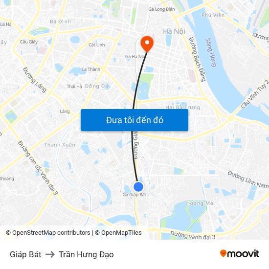 Giáp Bát to Trần Hưng Đạo map