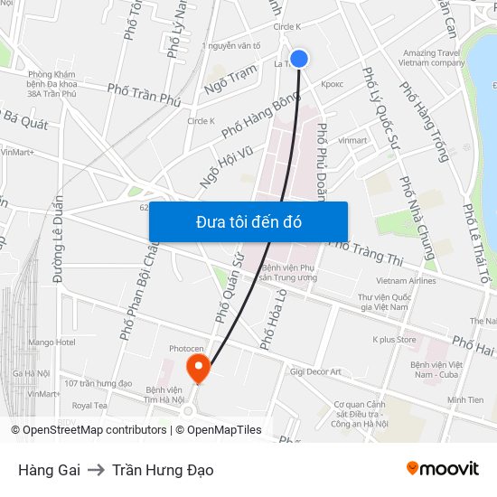 Hàng Gai to Trần Hưng Đạo map