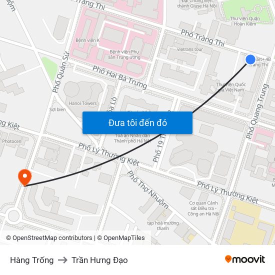 Hàng Trống to Trần Hưng Đạo map