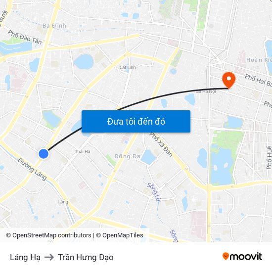 Láng Hạ to Trần Hưng Đạo map