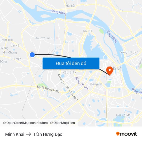 Minh Khai to Trần Hưng Đạo map
